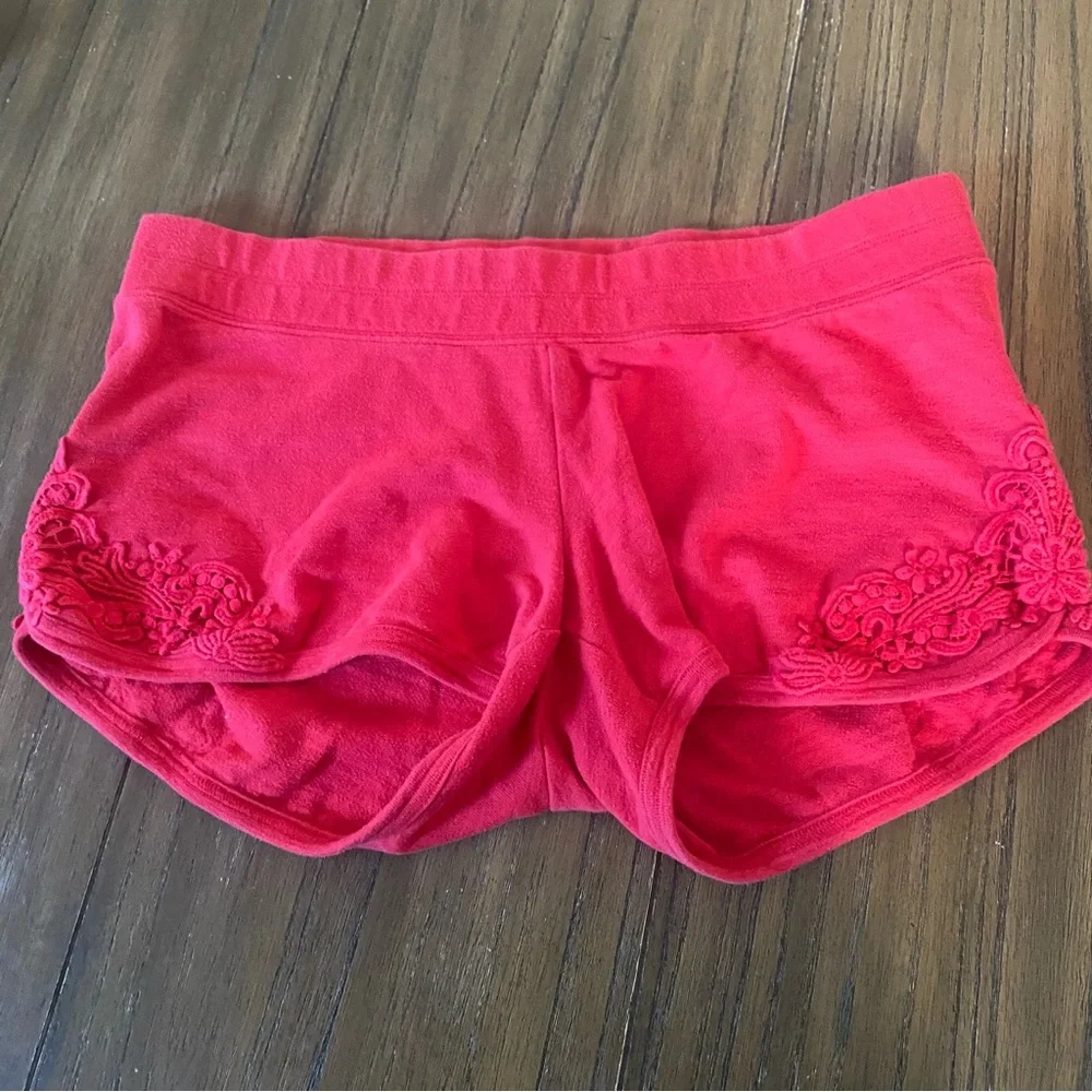 Maternity red lace lounge shorts